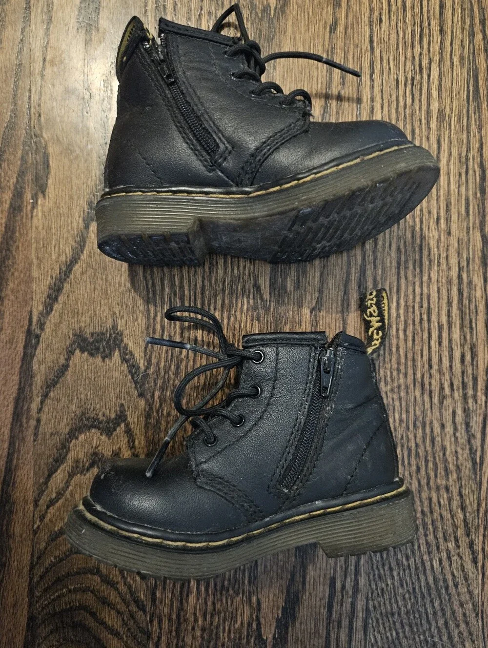 Dr. Martens Kids Black Lace-Up Combat Boots